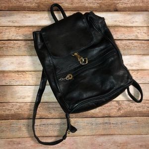 SOLD Perlina New York Black Leather Backpack